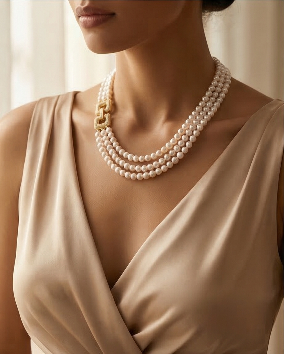 Trilogie élégante - collier en perles de culture