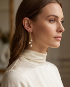 Boucles d'oreilles en plaque or 24k et perles de culture - Lumiere des 3 cascades