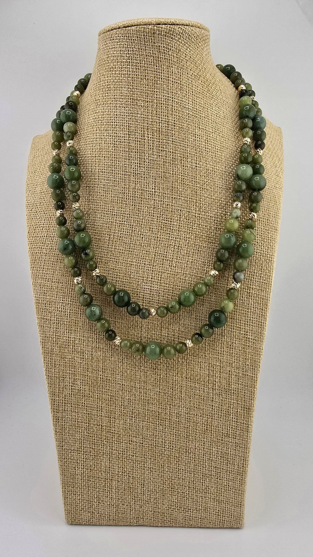 Collier deux rangs en Agate vert