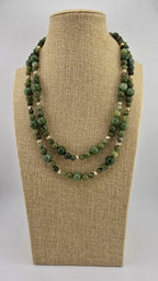 Collier deux rangs en Agate vert