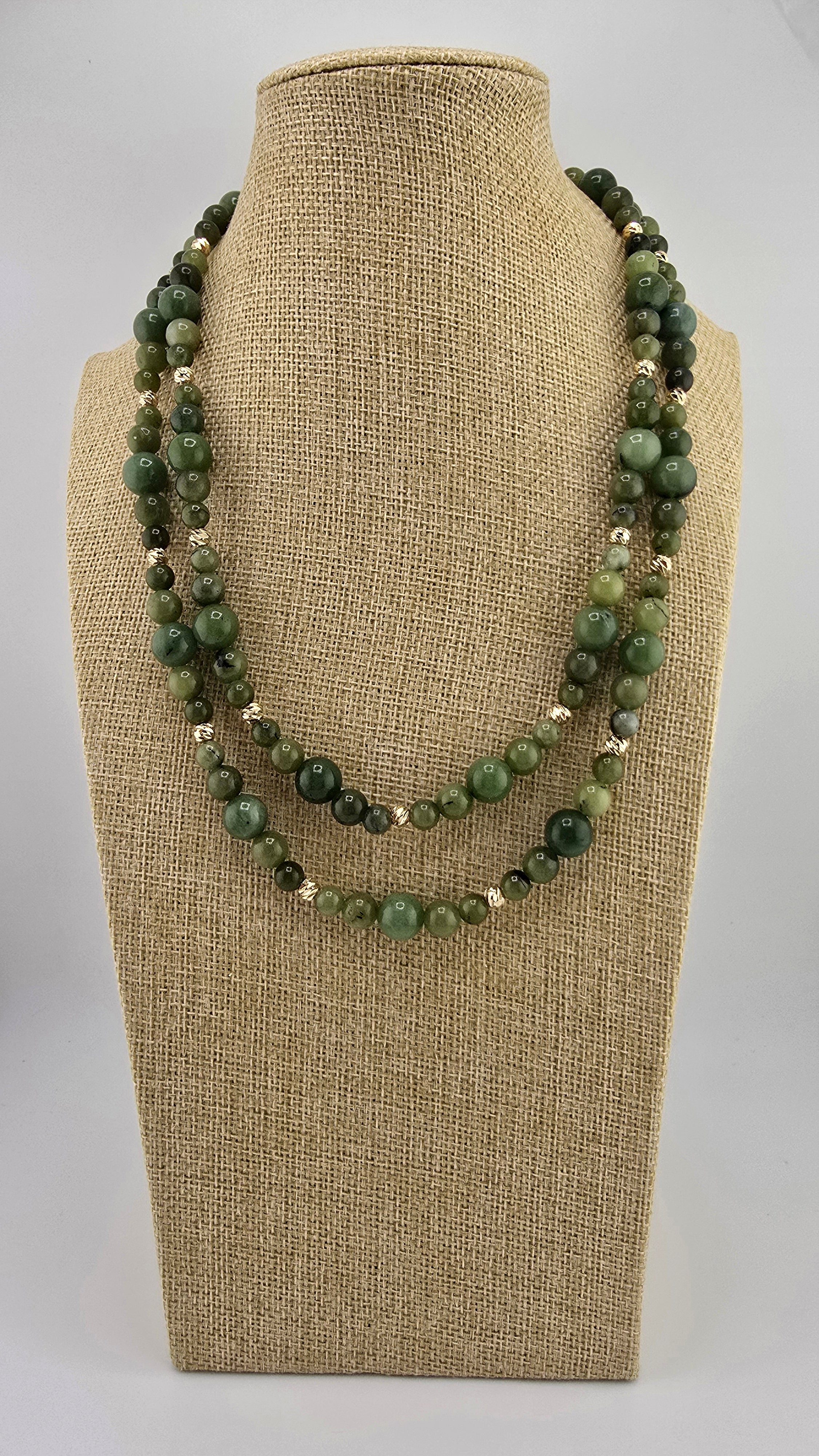 Collier deux rangs en Agate vert