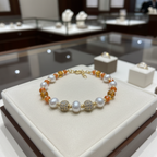 Bracelet en perles de culture et cristaux orange