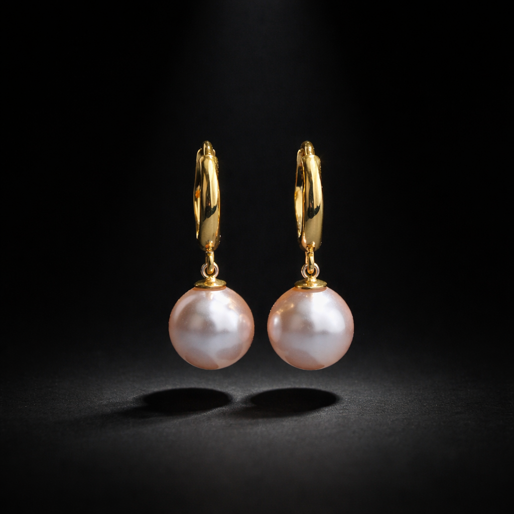 Boucles d’oreilles avec perles de culture rose