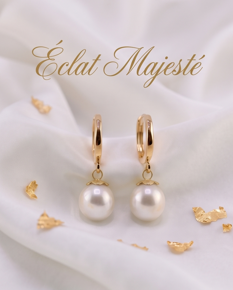 Boucles d’oreilles  perles de culture et or - Éclat Majesté