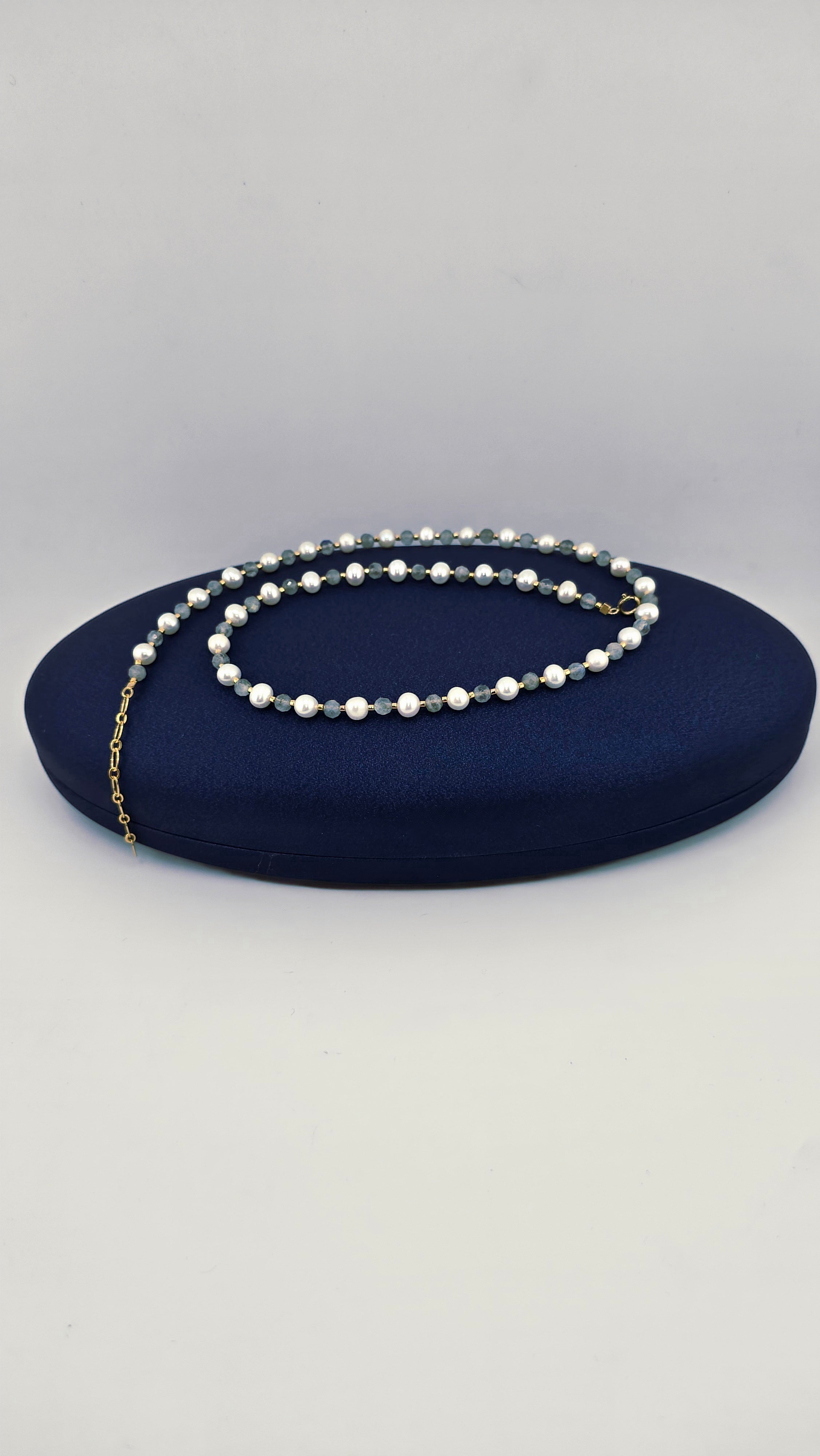 Lumière précieuse - perles de culture et labradorite