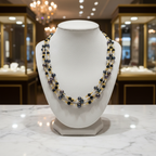 Collier de 3 rangs de perles de culture bleu marine