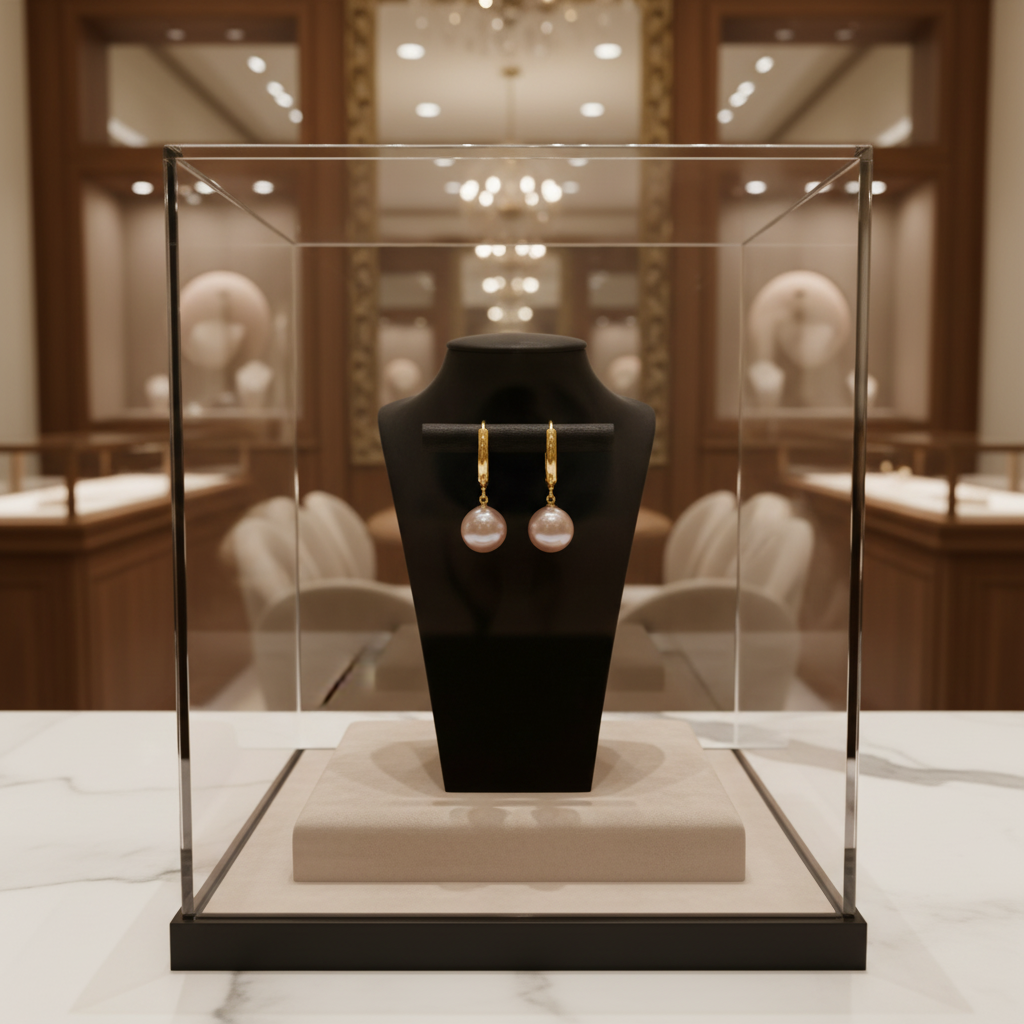 Boucles d’oreilles avec perles de culture rose