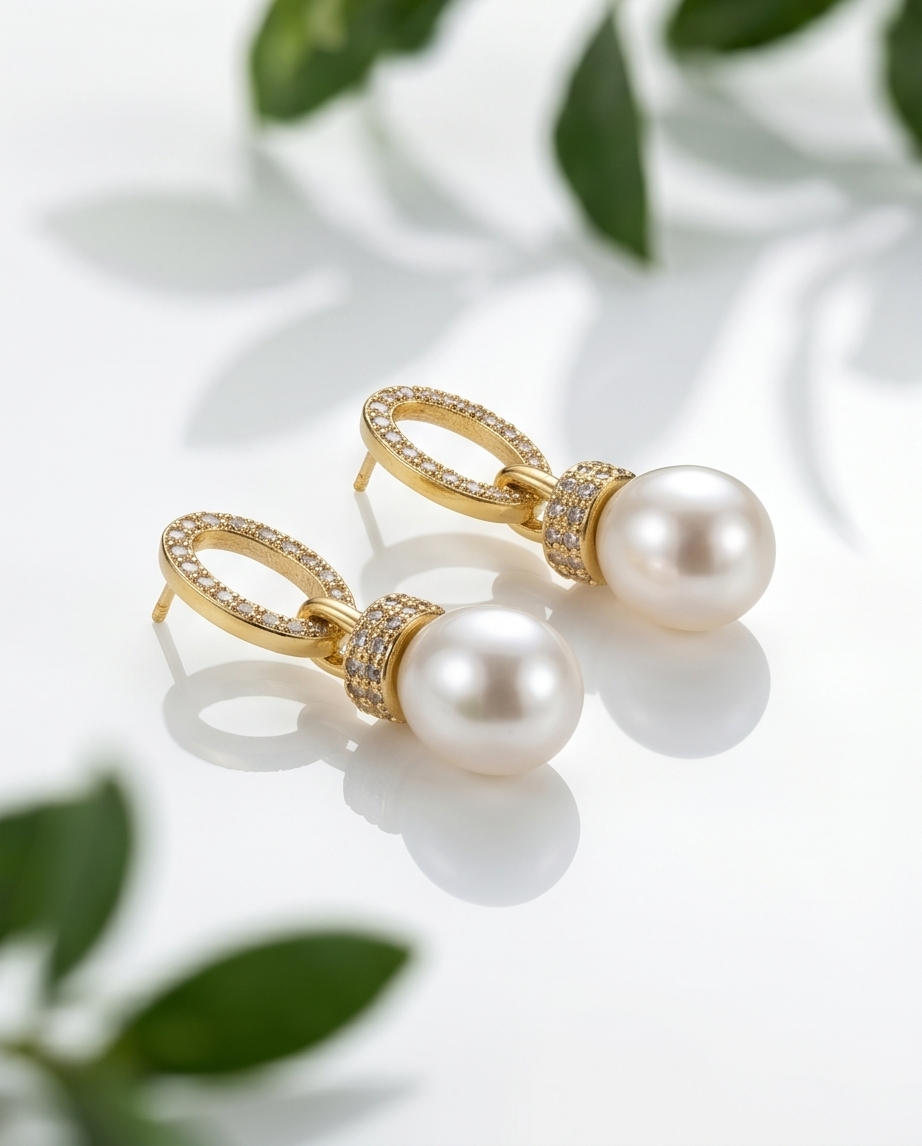Boucles d oreilles en plaqué or 18K et strass