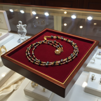 Collier de 3 rangs de perles de culture bleu marine