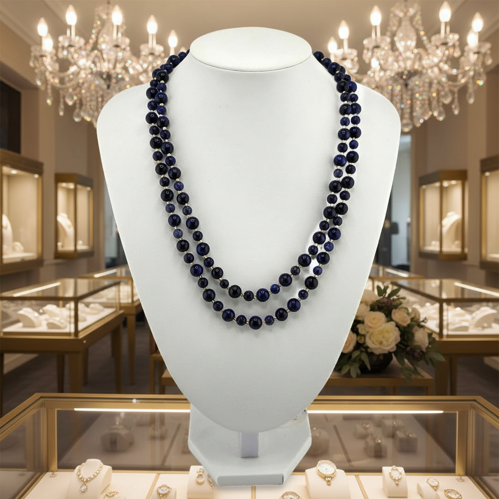Collier double rangs en Lapis-lazuli et plaqué or