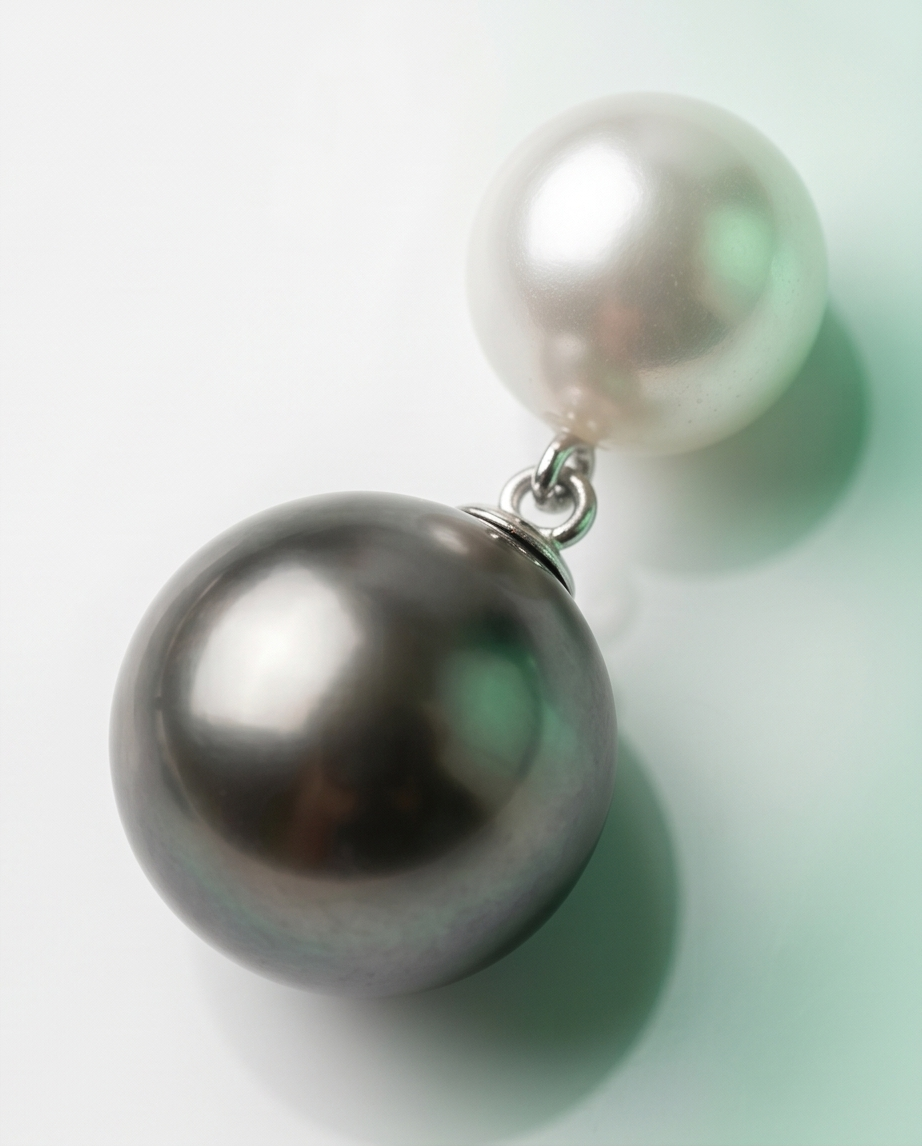 Clair Obscur -  boucles d’oreilles perles de culture blanche 7mm AA et perles de Tahiti 10mm AA+