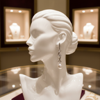 Boucles d oreilles en perles de culture blanche et olive