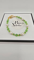 Bracelet en perles de culture cristaux verts