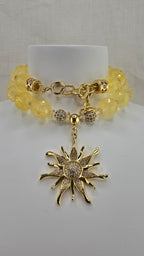 Collier en citrine et pendentif soleil avec strass