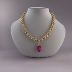 Collier Plaqué or et son pendentif en agate rose