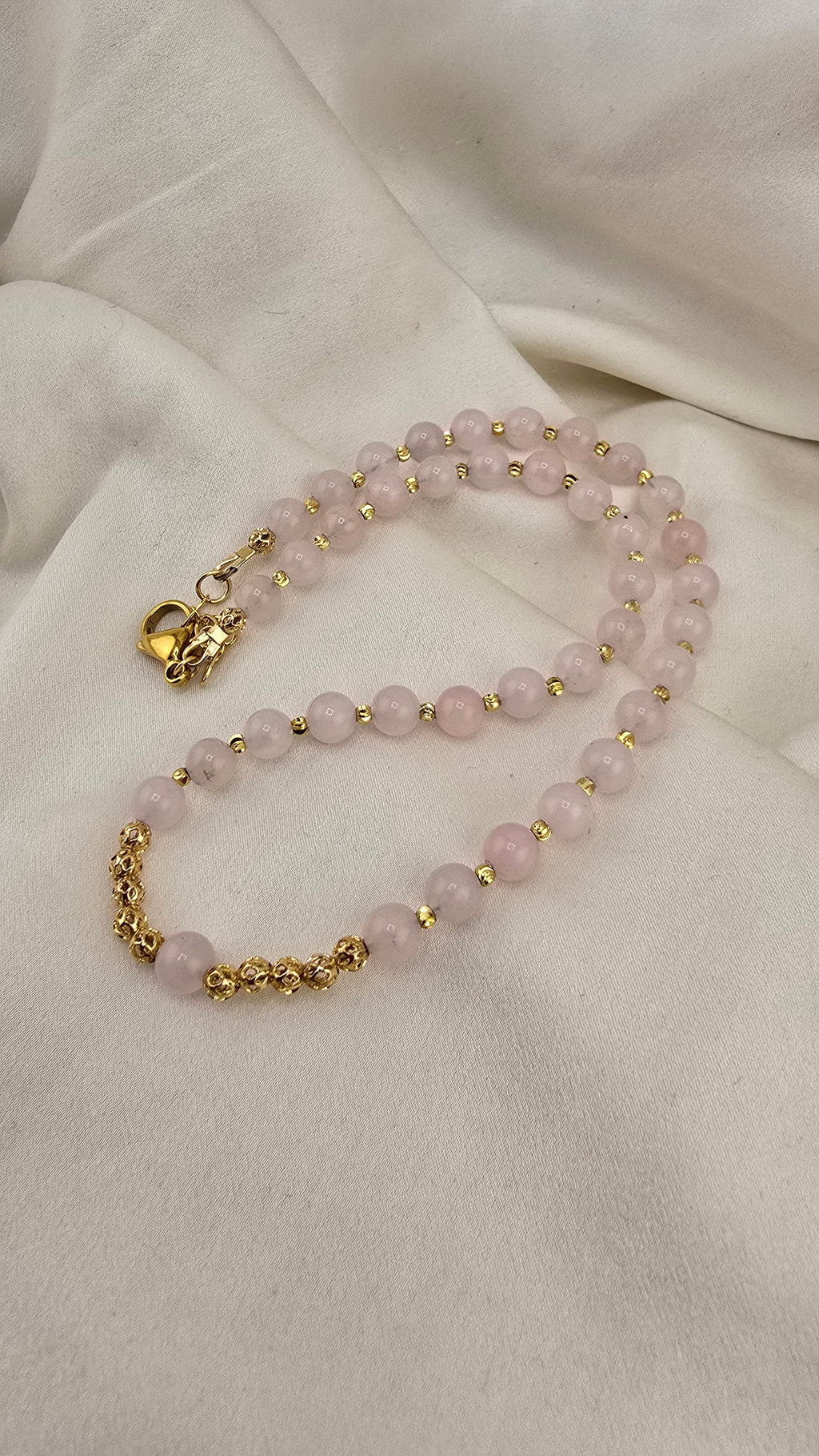 Collier ras du cou en Quartz rose