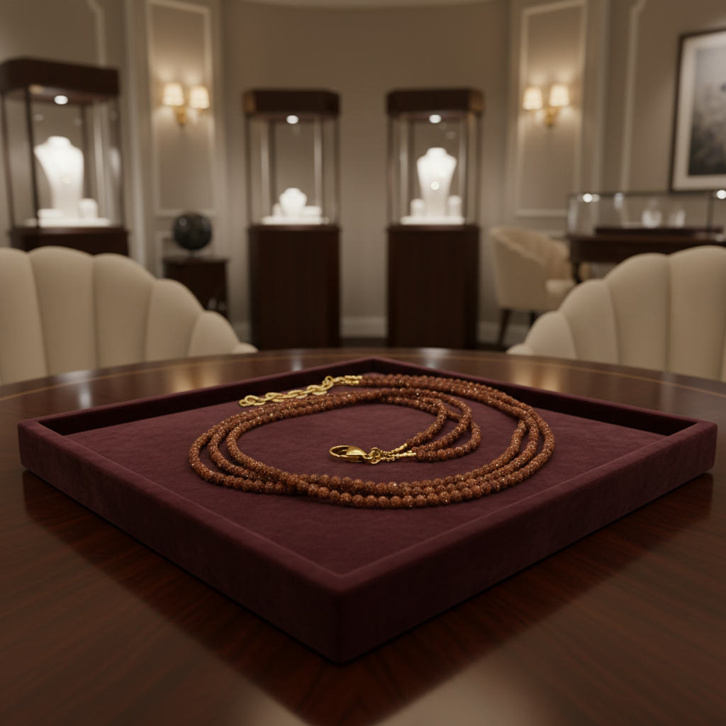 Collier en grès rouge scintillant