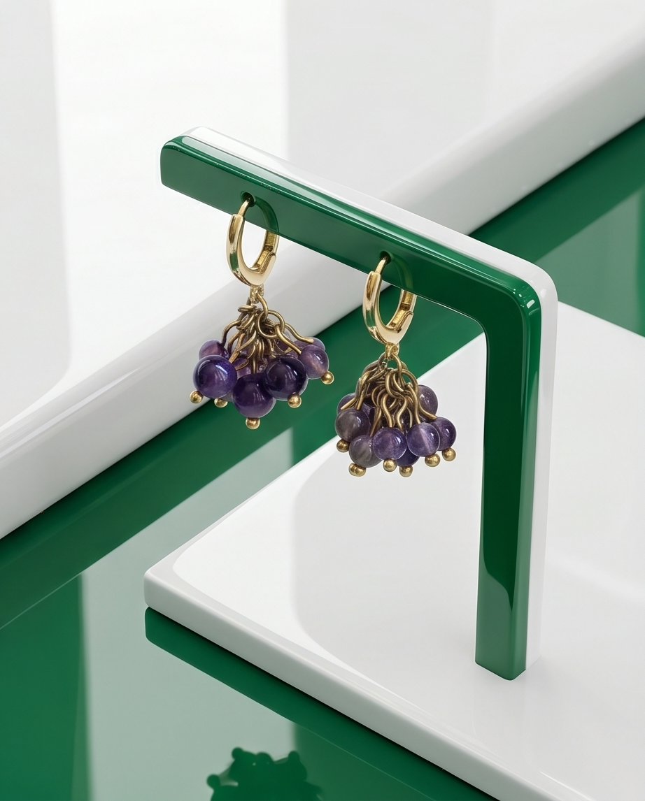 Boucles d’oreilles en vermeil et Améthyste