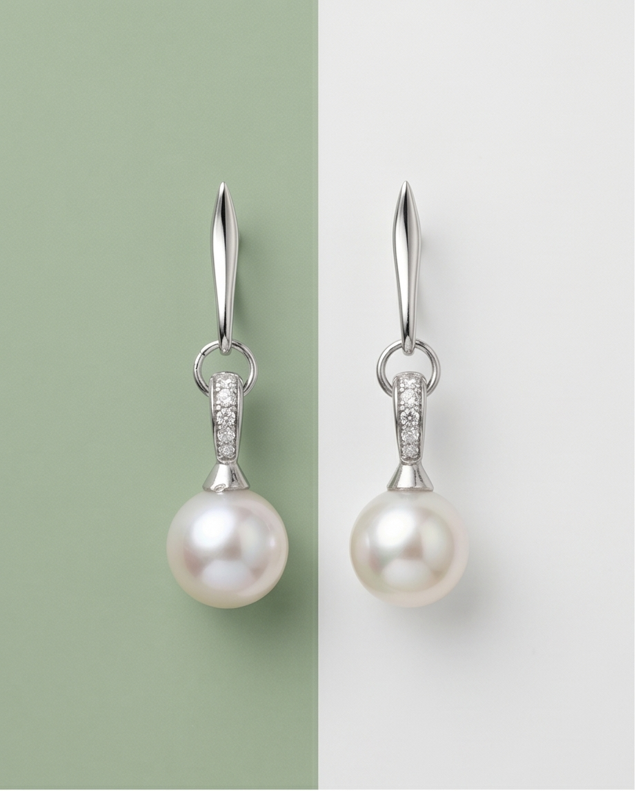 Boucles d’oreilles en strass et perles de culture