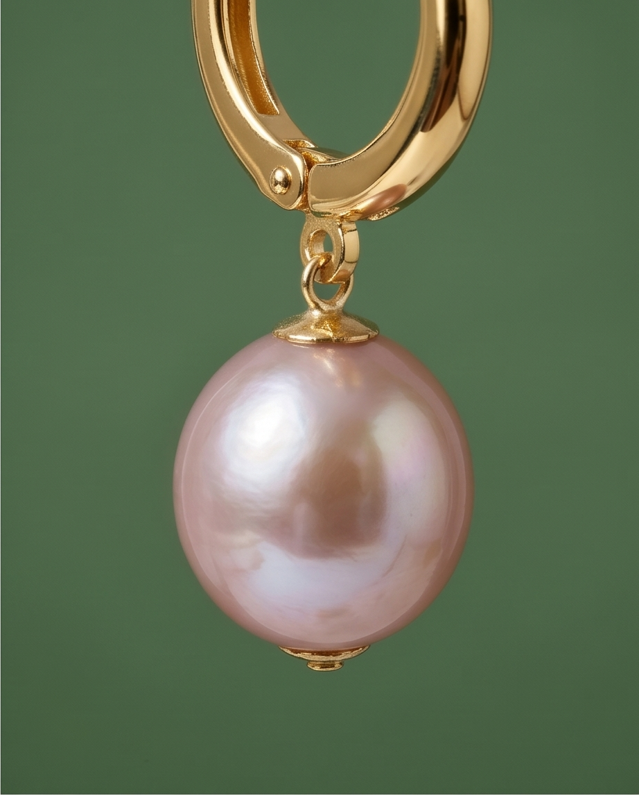 Purple cultured pearl and vermeil earrings