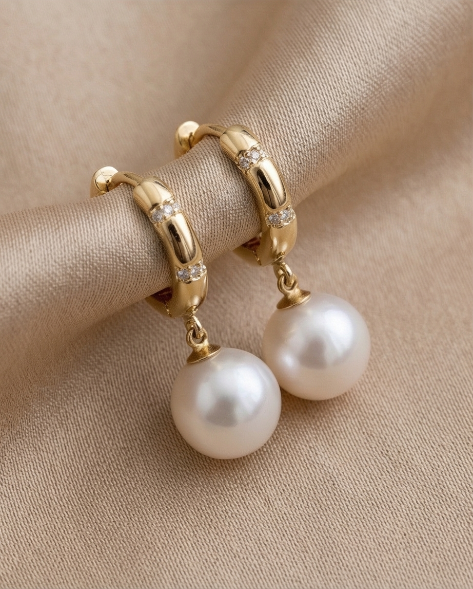 Boucles d’oreilles dormeuses avec perles de culture