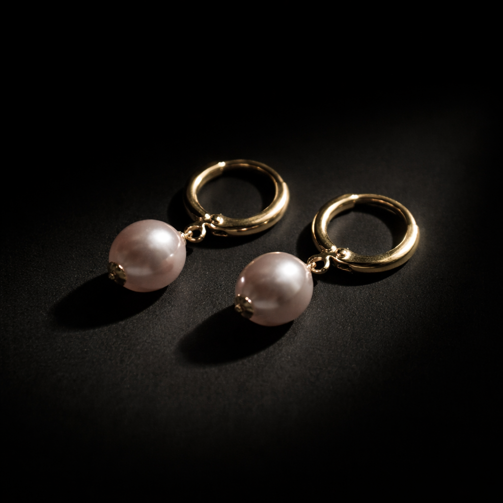 Boucles d oreilles en perles de culture mauve et Vermeil