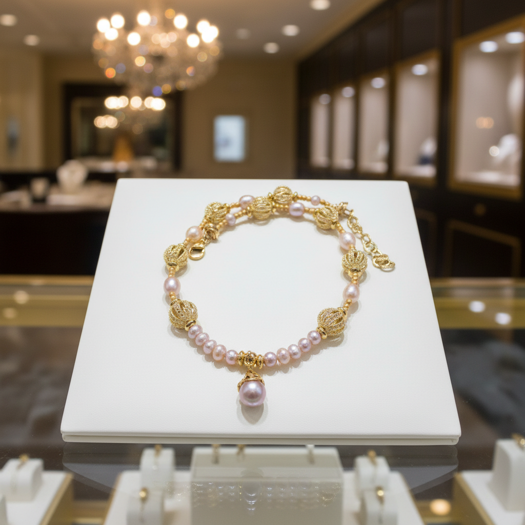 Collier en perles de culture rose