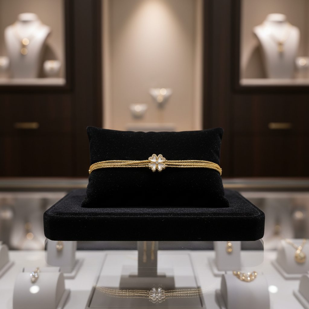 Bracelet or et fleur en nacre