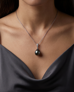 Collier argent 925 et perle de Tahiti - Larme du Lagon