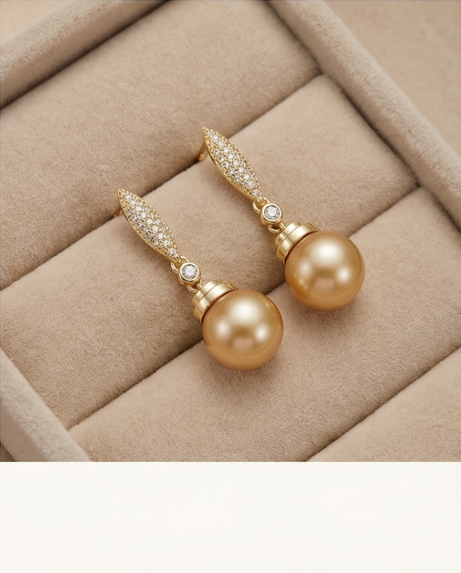 Boucles d oreilles avec perles de culture Édison couleur jaune or