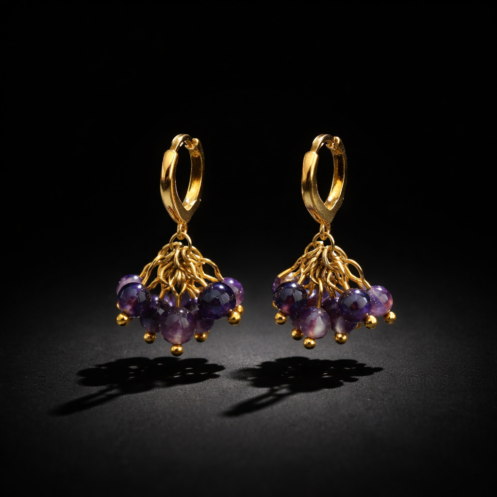 Boucles d’oreilles en vermeil et Améthyste