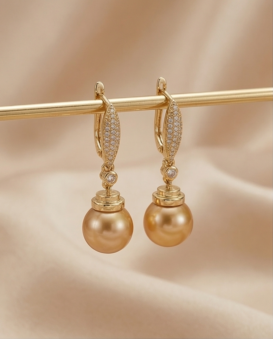 Boucles d oreilles avec perles de culture Édison couleur jaune or