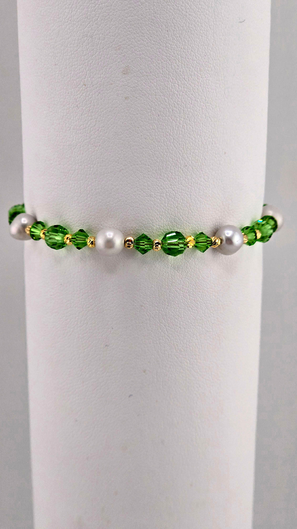 Bracelet en perles de culture cristaux verts