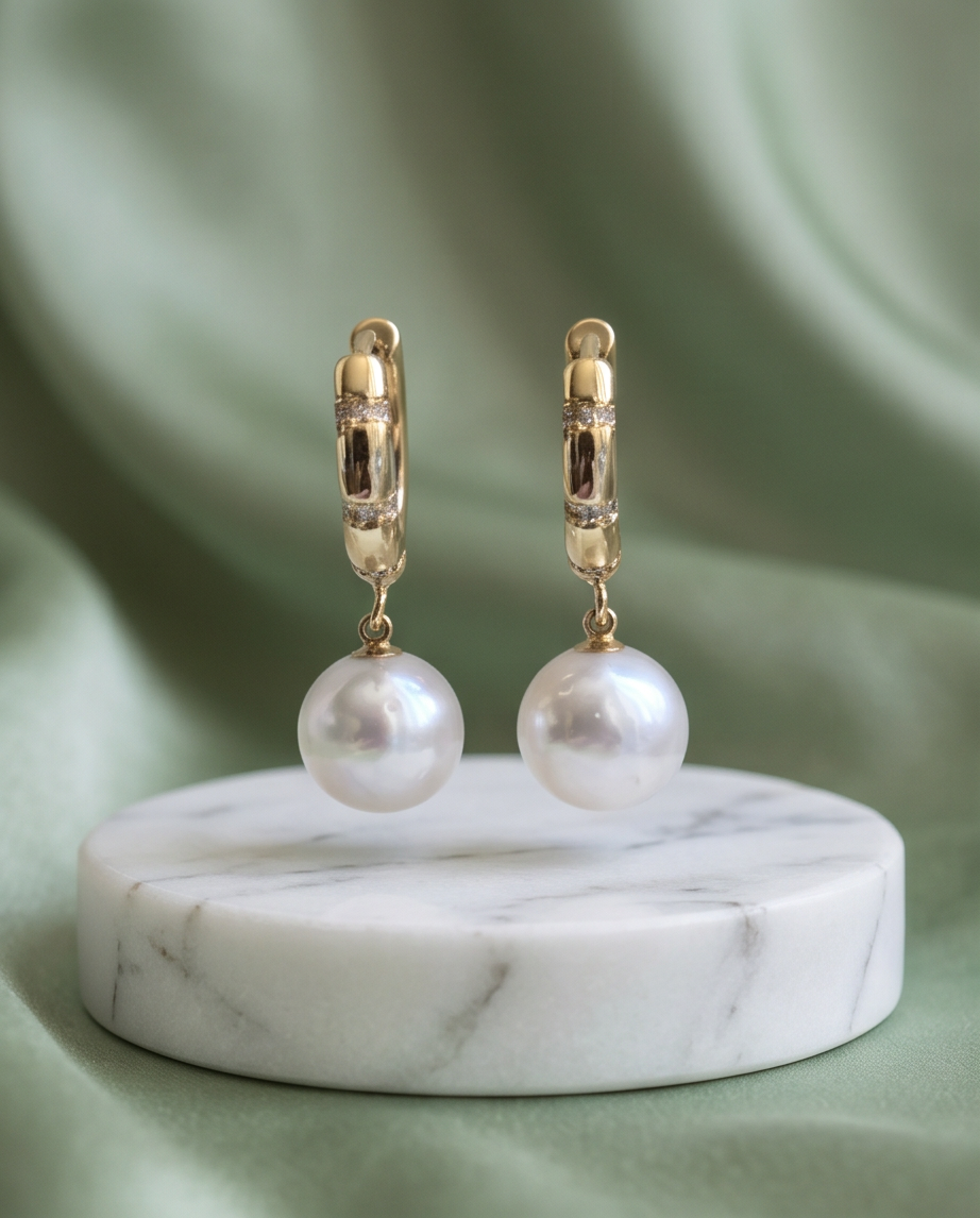 Boucles d’oreilles dormeuses avec perles de culture