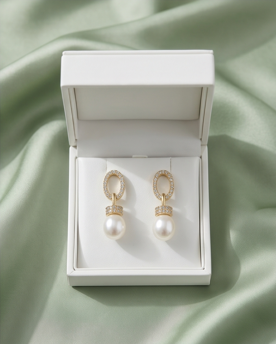 Boucles d oreilles en plaqué or 18K et strass