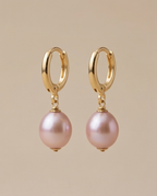 Boucles d oreilles en perles de culture mauve et Vermeil
