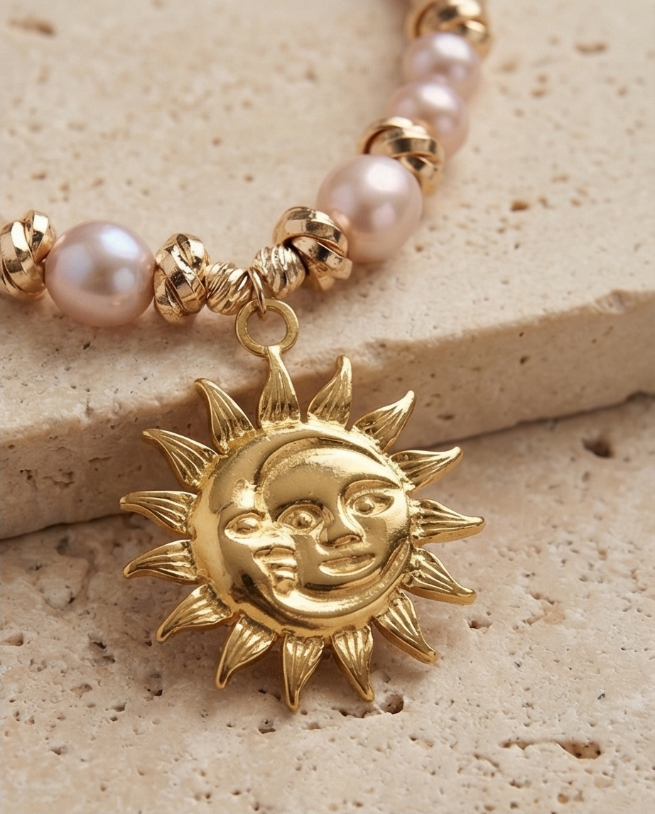 Rosée d'or - collier en perles de culture Rosée