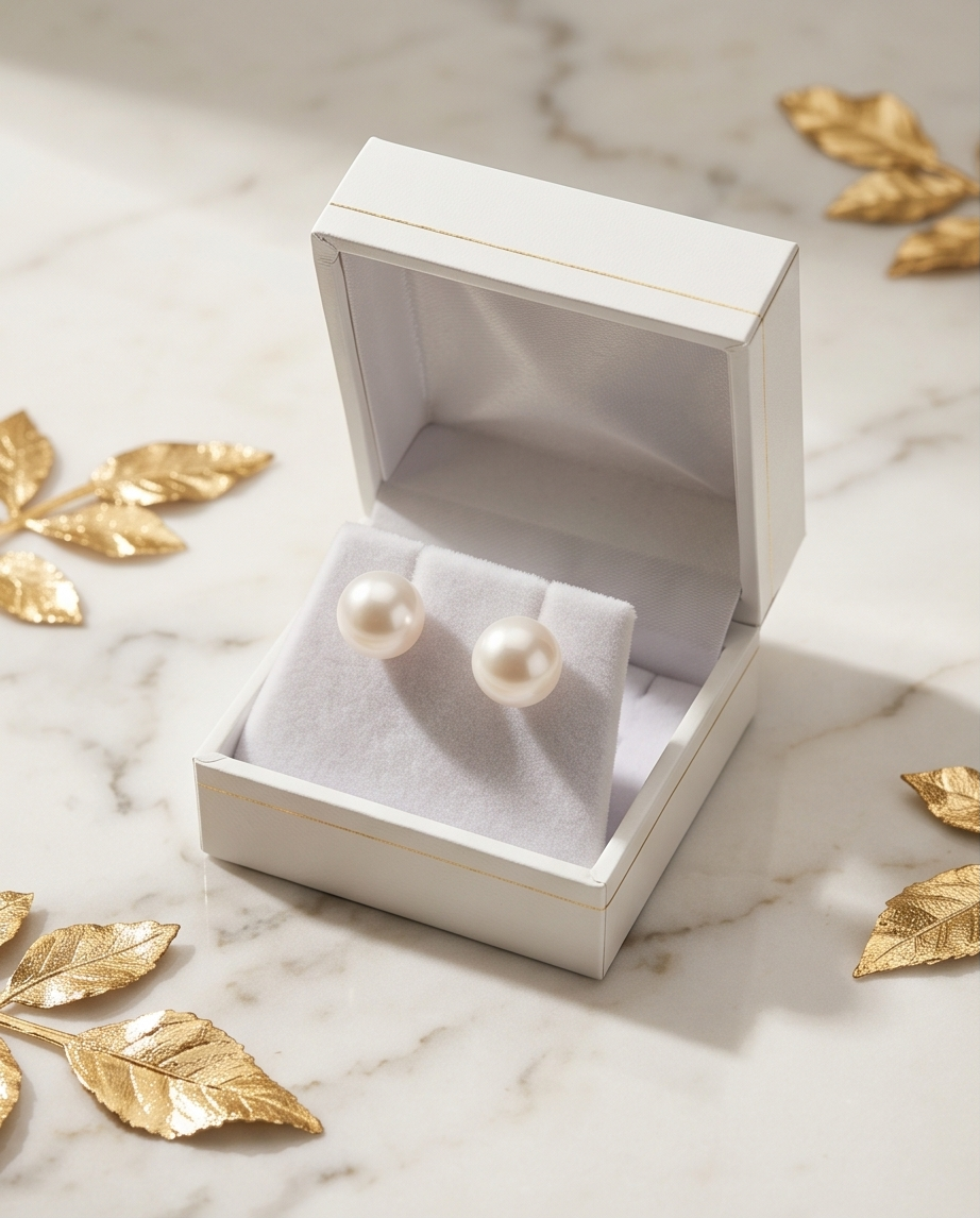 boucles d'oreilles en perles de culture blanches montées sur or