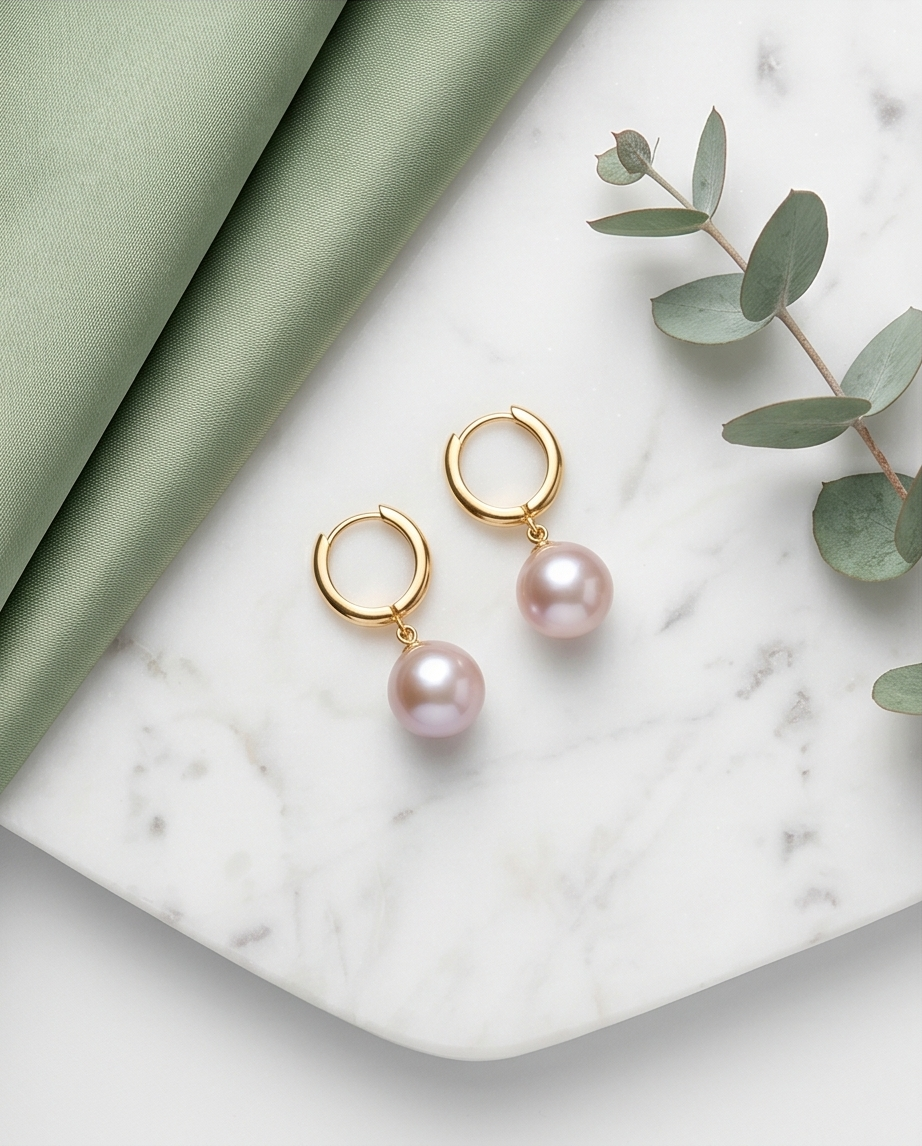 Boucles d’oreilles avec perles de culture rose
