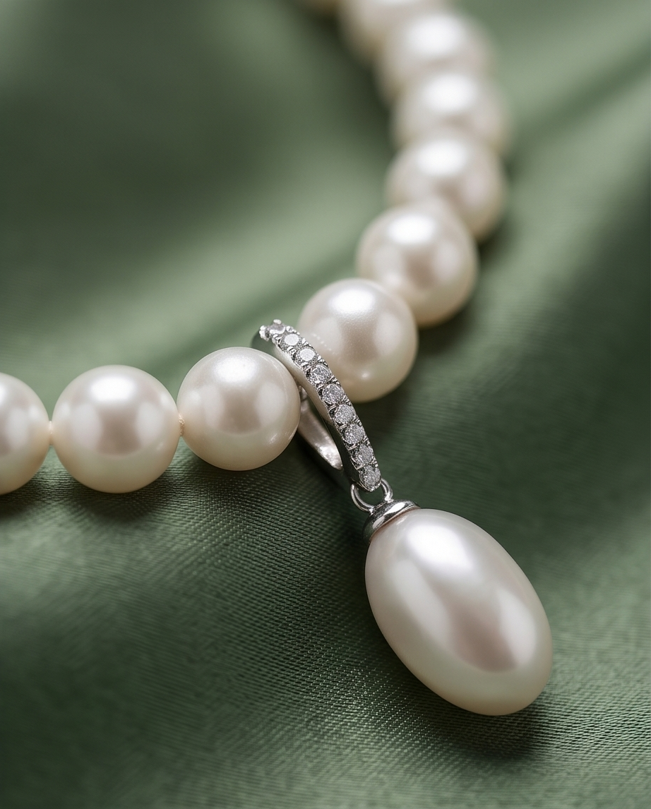 collier en argent 925 avec perles de culture blanches rondes - vue 2