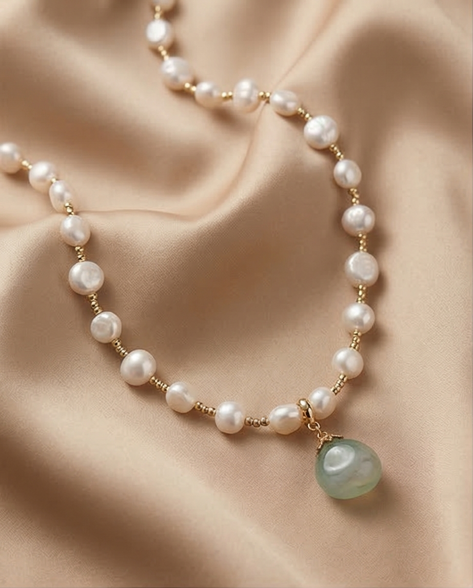 Collier et son pendentif en Agate verte