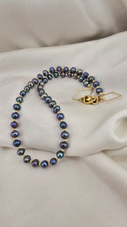 Collier en perles de culture reflets irisés
