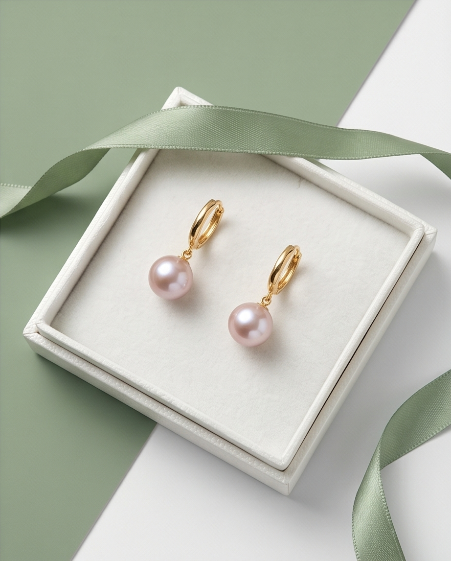 Boucles d’oreilles avec perles de culture rose