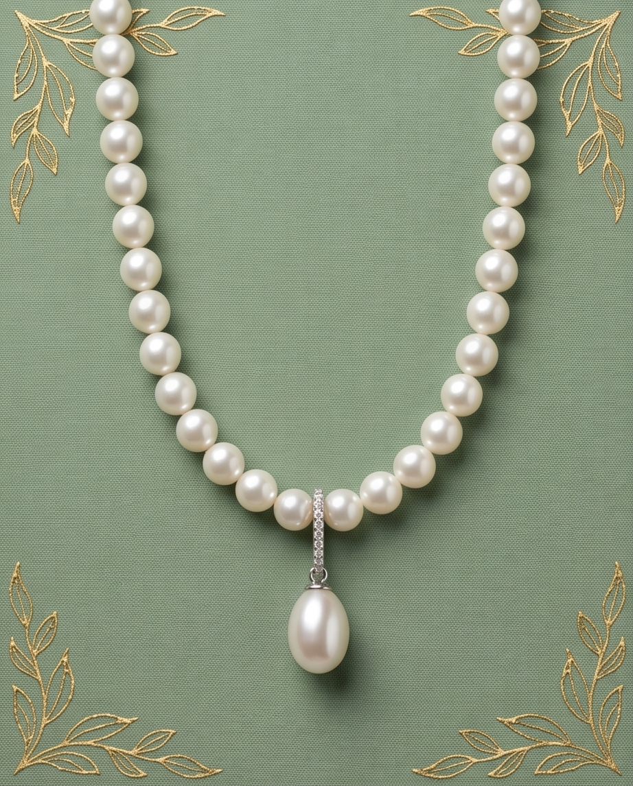 collier en argent 925 avec perles de culture blanches rondes - vue 12