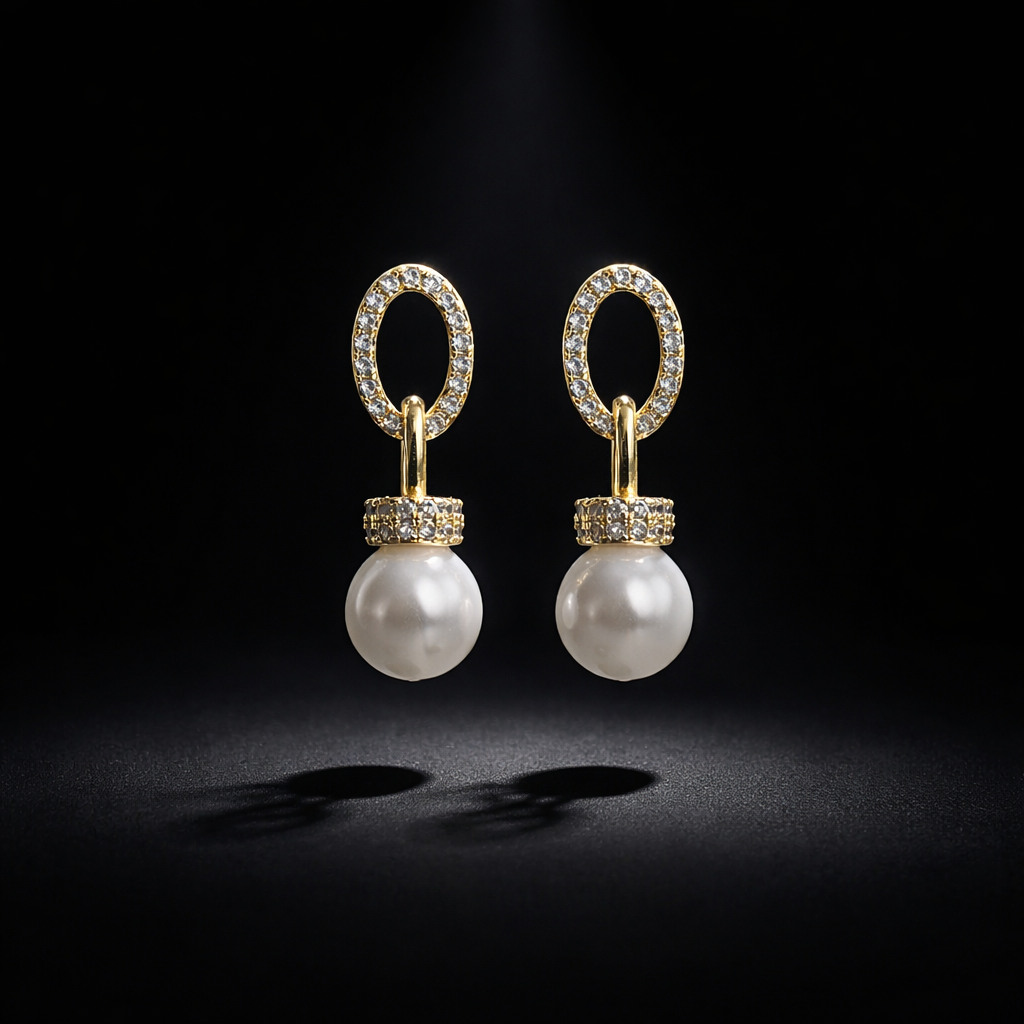 Boucles d oreilles en plaqué or 18K et strass