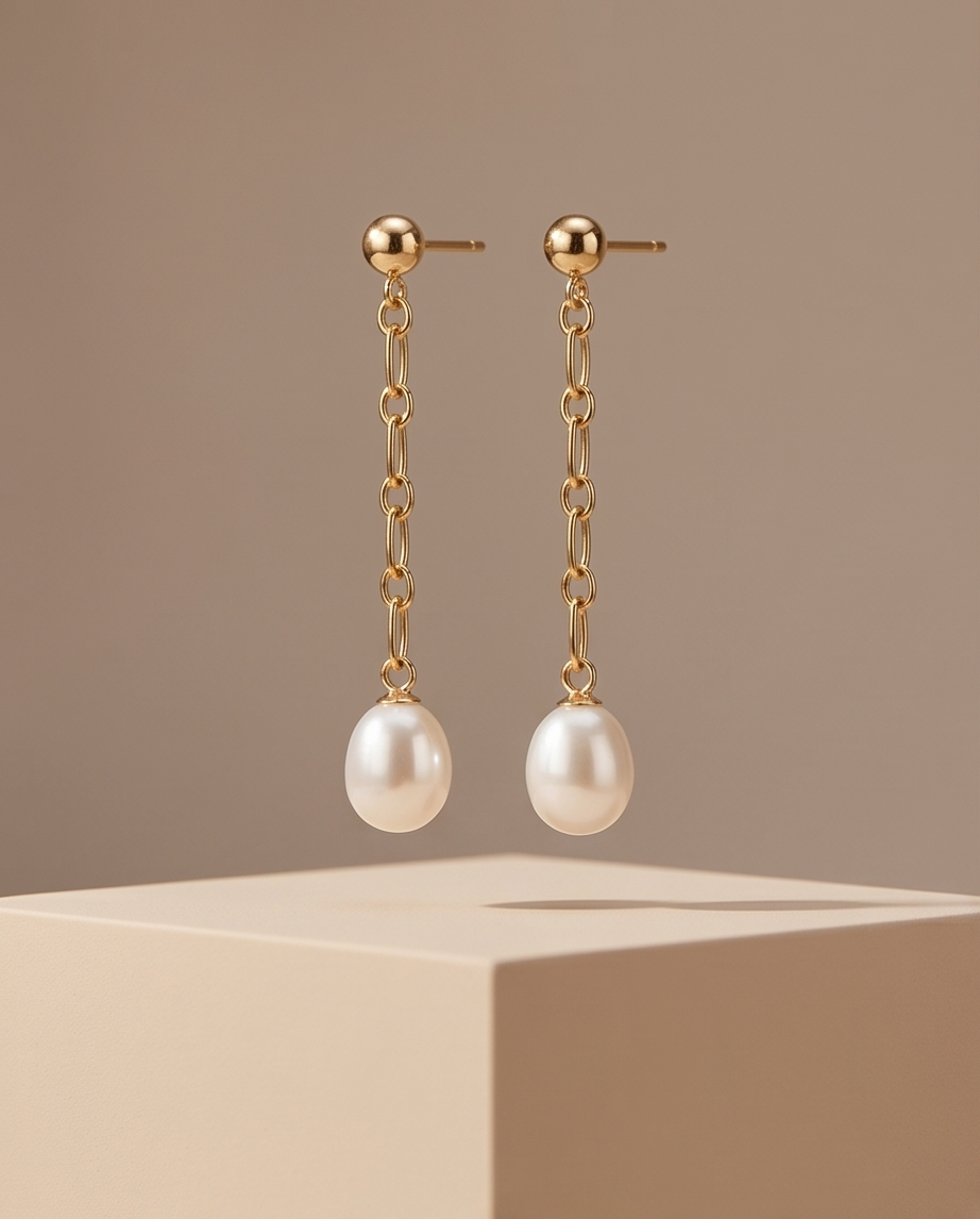 Boucles d' oreilles or et perles de culture - Lumiere des cascades