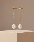 Boucles d' oreilles or et perles de culture - Lumiere des cascades