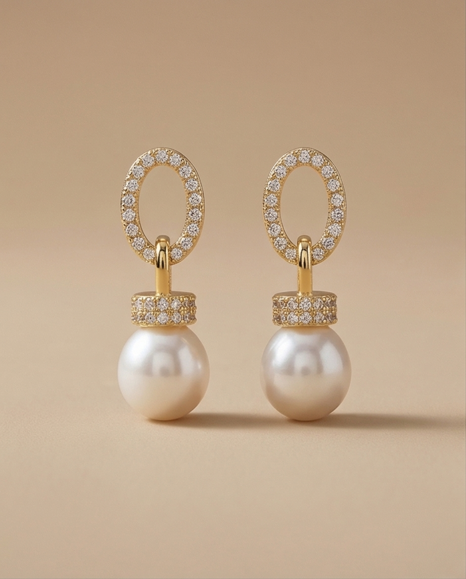 Boucles d oreilles en plaqué or 18K et strass