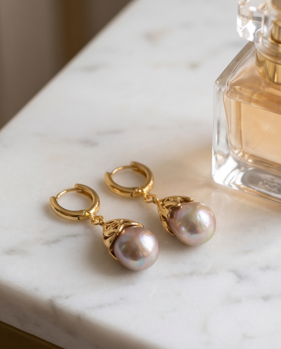 Baroque cultured pearl earrings