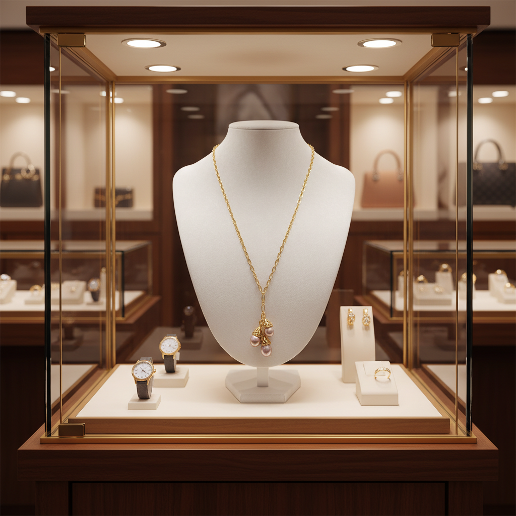 Collier exceptionnel en plaqué or 24k et perles prestigieuses